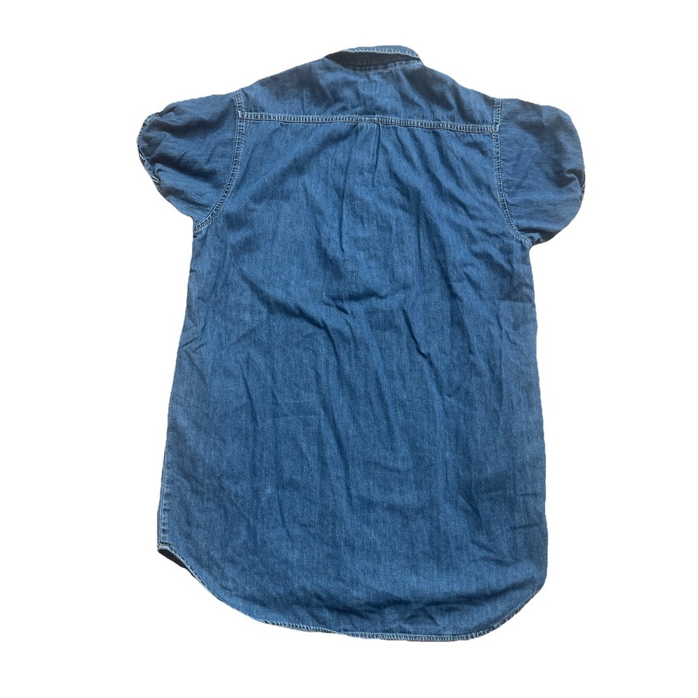 Gap Denim Jean Popover Dress Pockets Button Up Women's Size Medium Blue Med Wash - Picture 2 of 6